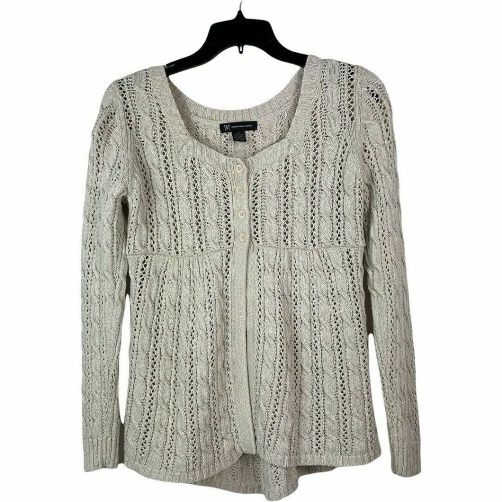 INC International Concepts Women Knitted Cardigan Beige Size M Medium